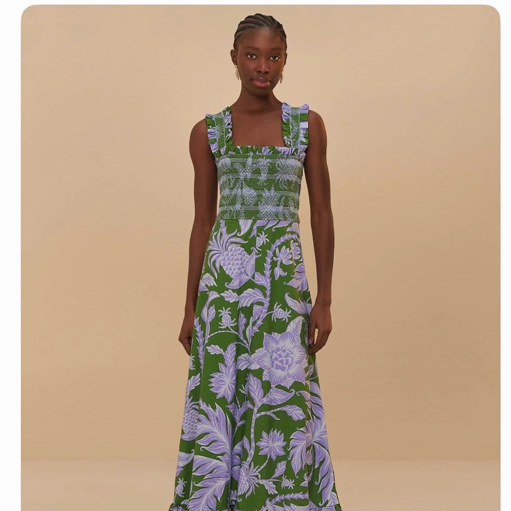 FARM Rio Green and Purple Floral Maxi Dress-NWT and an Xxs